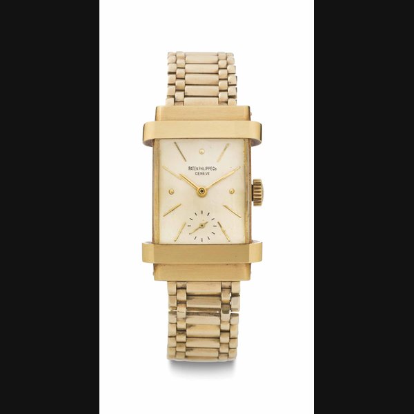 Patek. Philippe. A Fine 18k Gold Wristwatch with Hooded Lugs SIGNED PATEK PHILIPPE & CO., GENEVE, REF. 1450, MOVEMENT NO. 839'095, CASE NO. 645'381, MANUFACTURED IN 1947