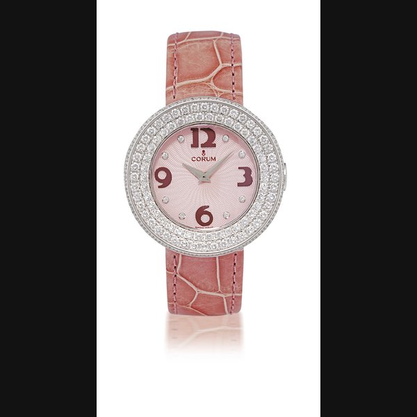 CORUM LADY'S WHITE GOLD AND DIAMOND-SET QUARTZ WRISTWATCH WITH CONCEALED LUGS CASE 822607, CIRCA 2005