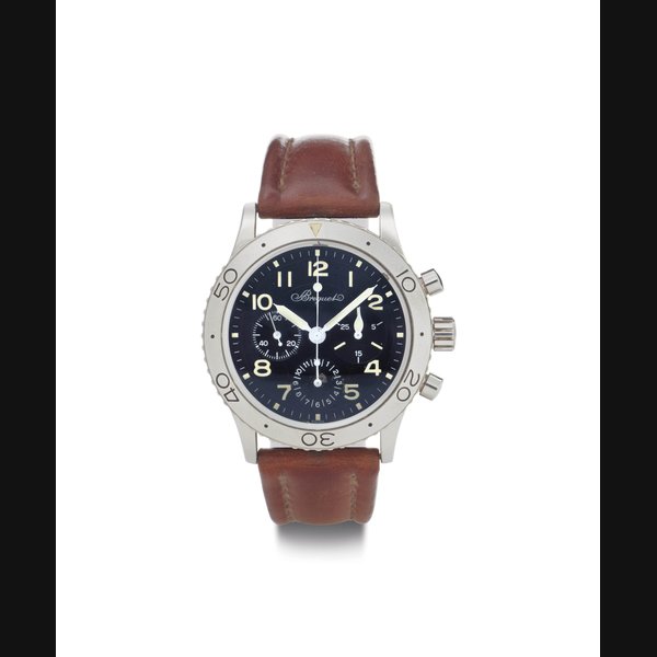 Breguet. A Limited Edition Platinum Automatic Flyback Chronograph Wristwatch SIGNED BREGUET, TYPE XX, AUTOMATIQUE, AERONAVALE, REF. 3800, CASE NO. 660G, CIRCA 1994