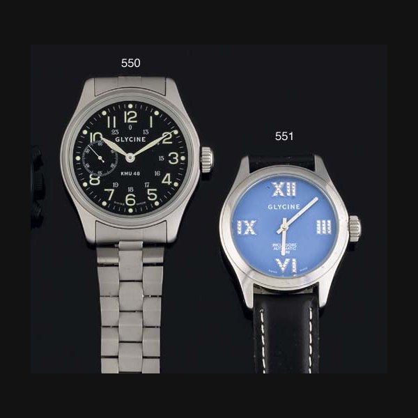 A Group of three Oversized Wristwatches SIGNED: GLYCINE, KMU 48, NO 3788; GLYCINE, KMU 48, NO 3788; ONE UNSIGNED