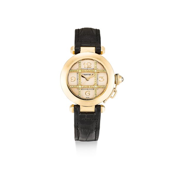 Cartier REFERENCE 2399 PASHA DE CARTIER  A YELLOW GOLD, DIAMOND AND YELLOW DIAMOND-SET WRISTWATCH, CIRCA 2000