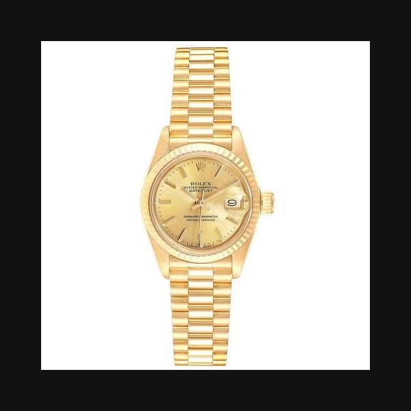 Rolex Lady-DatejustPresident 26mm Champagne Dial Yellow Gold Women's Watch 6917