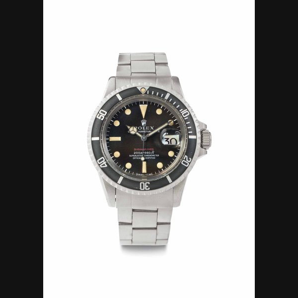 Rolex. A Fine and Rare Stainless Steel Automatic Meters First Wristwatch with Date and Bracelet SIGNED ROLEX, OYSTER PERPETUAL DATE, RED SUBMARINER, 200M=660FT, REF. 1680, CASE NO. 2'413'321, CIRCA 1970