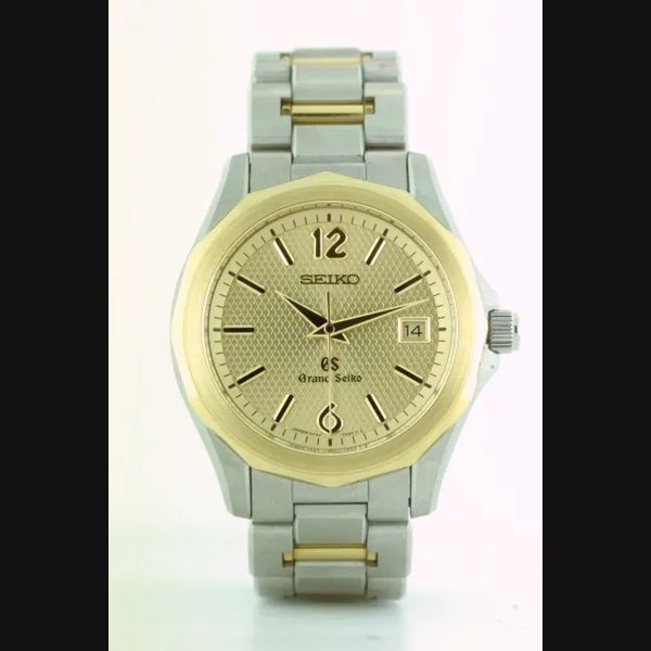 Seiko Seiko "Grand Seiko GS" Japan, No. 060050. Produced in the 1990 's.Fine, center-seconds, water-resistant stainless steel and 18K yellow gold gentleman's quartz wristwatch with date, and a stainless steel and yellow gold alternating link bracelet and clasp. | Exceptional horologic works of art | Geneva, 13th October 2003