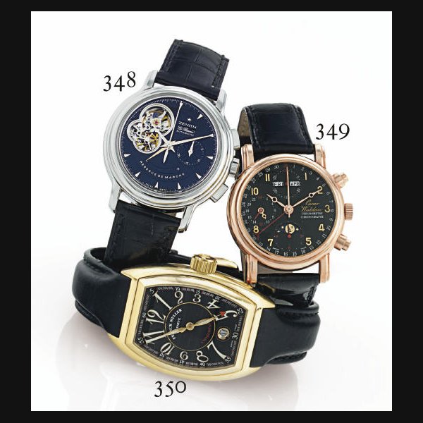 FRANCK MULLER. AN OVERSIZED 18K GOLD TONNEAU AUTOMATIC WRISTWATCH WITH CENTER SECONDS AND DATE SIGNED FRANCK MULLER, GENEVE, "CONQUISTADOR", NO. 46, REF. MEN SC, CIRCA 2000
