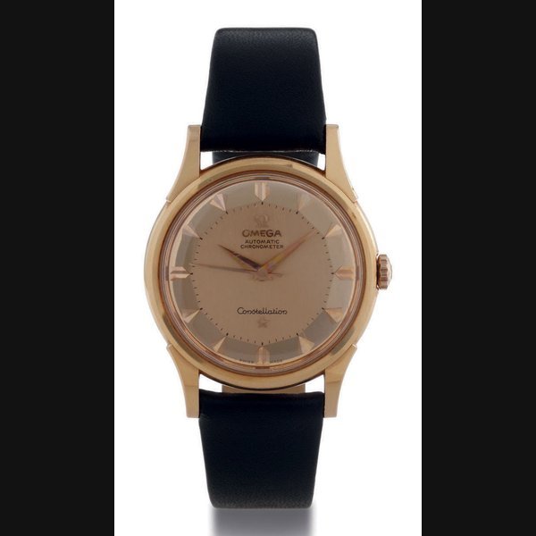 Omega OMEGA. AN 18K PINK GOLD AUTOMATIC WRISTWATCH WITH CENTER SECONDS SIGNED OMEGA, CONSTELLATION, MOVEMENT NO. 17017518, REF. 14381/2, CIRCA 1965