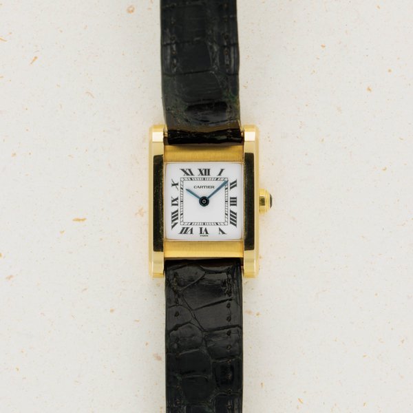  Cartier Paris Tank Normale 78093 18k YG with Guarantee Card