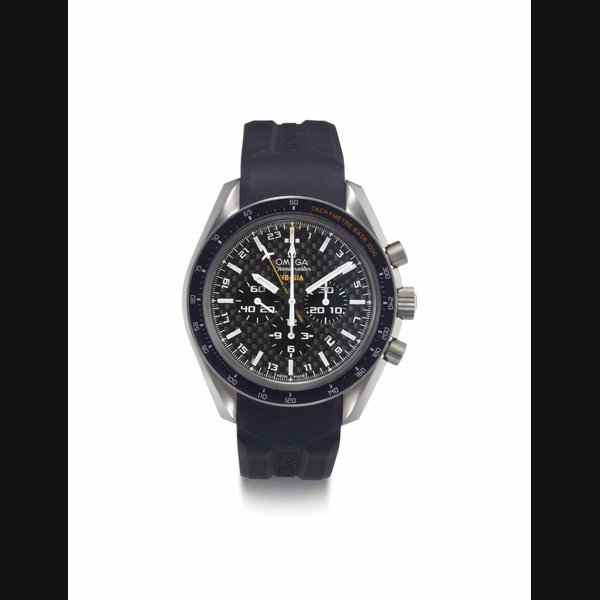 Omega Omega. A Titanium Automatic Chronograph Wristwatch with Date SIGNED OMEGA, SPEEDMASTER, HB-SIA SOLAR IMPULSE MODEL, NO. 852, REF. 32192445201001, CASE NO. 78454830, CIRCA 2009