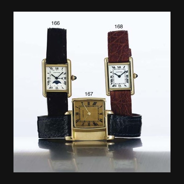 CARTIER. A LADY'S 18K GOLD RECTANGULAR WRISTWATCH SIGNED CARTIER, "TANK", CASE NO. 7808711854, CIRCA 1985