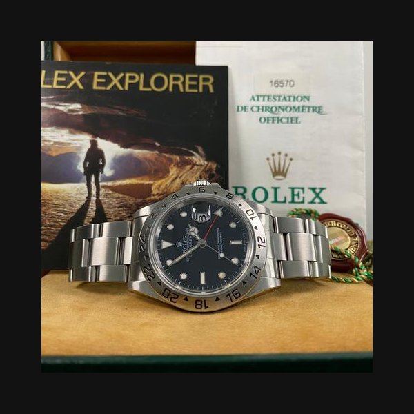 Rolex Rolex Explorer IIEXCELLENT Condition 1998 Explorer II Black Dial 16570 FULL SET w Caseback Sticker