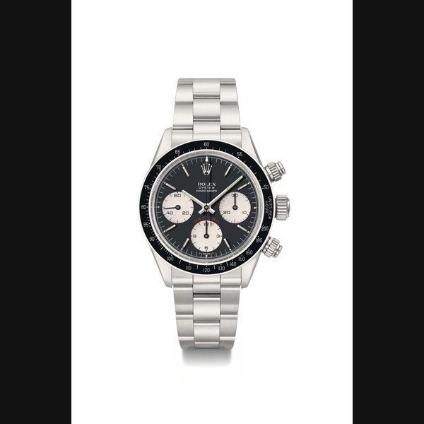 Rolex Rolex. A fine and rare stainless steel chronograph wristwatch with black dial, bracelet, original guarantee and box SIGNED ROLEX, OYSTER COSMOGRAPH, DAYTONA, REF. 6263, CASE NO. 8'547'983, MANUFACTURED IN 1984
