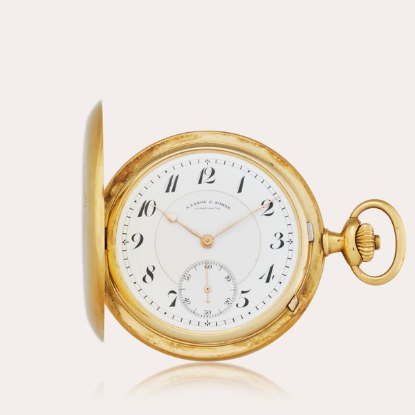 A. Lange & Söhne A yellow gold hunting-cased two-train keyless watch, No. 81689, Circa 1900