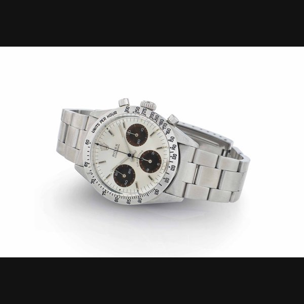 Rolex Rolex. An Attractive Stainless Steel Chronograph Wristwatch with Bracelet and Multi-Tone Brown Subsidiary Dials SIGNED ROLEX, COSMOGRAPH DAYTONA, REF. 6239, CASE NO. 1'197'167, CIRCA 1964 · 6239