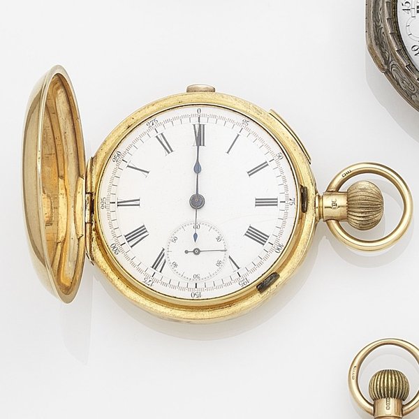  Swiss. An 18k gold keyless wind quarter repeating chronograph full hunter pocket watch Chester Hallmark for 1901, Price & Market Data