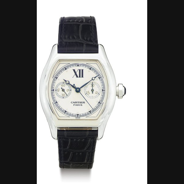 CARTIER. AN 18K WHITE GOLD SINGLE-BUTTON CHRONOGRAPH WRISTWATCH SIGNED CARTIER, PARIS, TORTUE , CASE NO. 0612CC, REF. 2396, CIRCA 2005