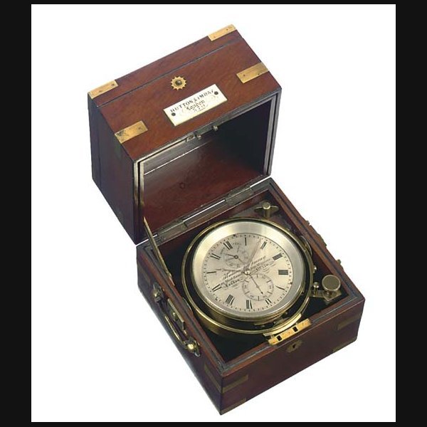 A Victorian mahogany and brass-bound two-day marine chronometer, circa 1860