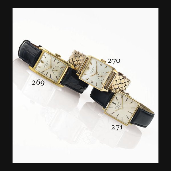 PATEK PHILIPPE. AN 18K GOLD SQUARE WRISTWATCH SIGNED PATEK PHILIPPE, GENEVE, MOVEMENT NO. 790666, CASE NO. 2629854, REF. 3430/5, RETAILED BY TIFFANY & CO., CIRCA 1960