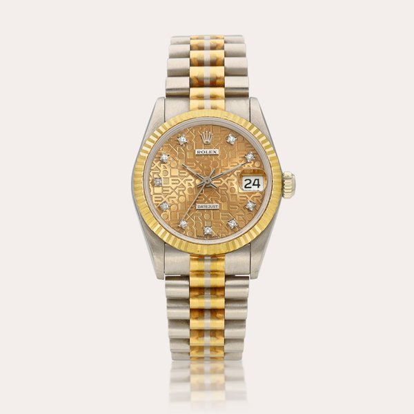 Rolex Tridor DateJust, Reference 68279B | A three-colour gold and diamond-set wristwatch with date and bracelet, Circa 1989 | 勞力士 | Tridor DateJust 型號 68279B | 三色金鑲鑽石鏈帶腕錶，備日期顯示，約1989年製 · 68279B
