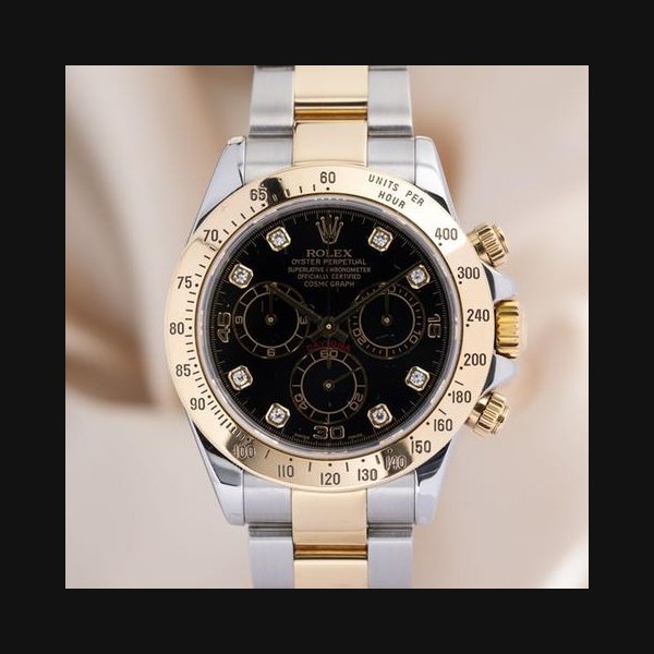 Rolex Rolex DaytonaGold/Stahl "Diamond Dial" Automatik Schwarz 116523 Original Papiere + Box