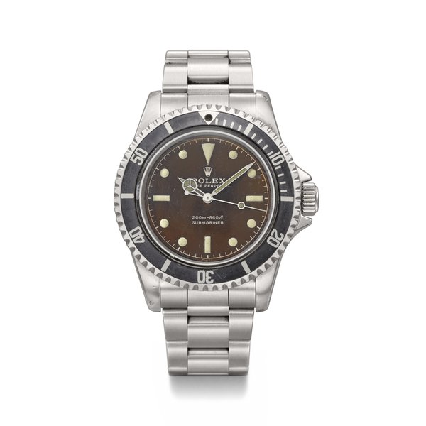 Rolex ROLEX. A RARE AND HIGHLY ATTRACTIVE STAINLESS STEEL AUTOMATIC WRISTWATCH WITH SWEEP CENTRE SECONDS, POINTED CROWN GUARD, TROPICAL GLOSSY DIAL AND BRACELET SIGNED ROLEX, SUBMARINER MODEL, REF. 5512, CASE NO. 661'451, CIRCA 1961, Price & Market Data