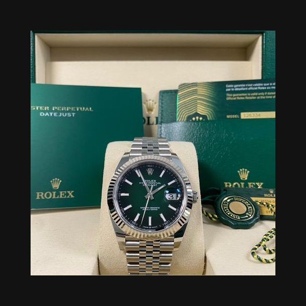 Rolex Rolex DatejustNEW JULY 2026 WOOD CARD UNWORN Datejust 41 Steel Jubilee Green Ombre Dial 126334 FULL SET