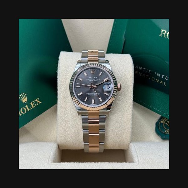 Rolex Rolex Datejust31 NEW 2022 Rhodium Index Dial Two Tone Rose Gold Fluted Bezel Oyster