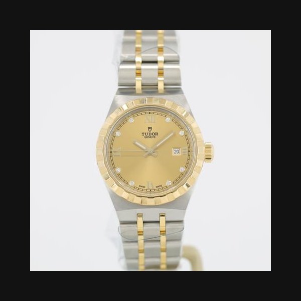 Tudor Royal28mm Champagne Diamond Dial Steel & Yellow Gold 28303 Ref. M28303-0006
