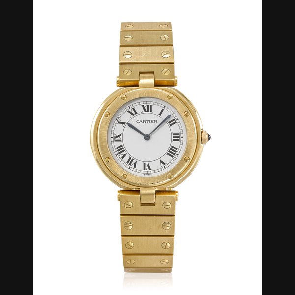 CARTIER, GOLDEN SANTOS WRISTWATCH WITH BRACELET