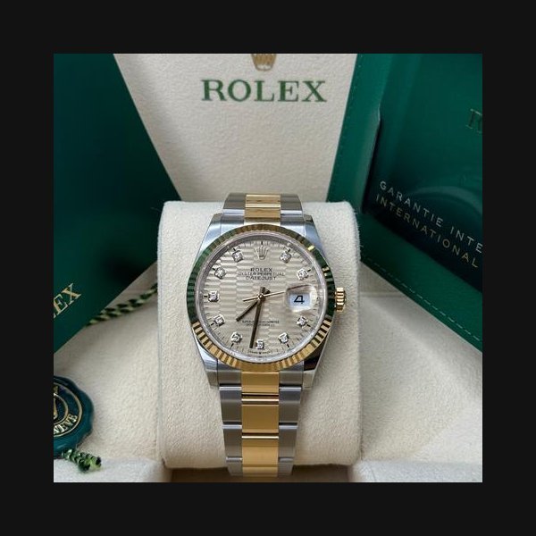 Rolex Rolex Datejust36 Champagne Diamond Motif Dial Two Tone Yellow Gold Fluted Bezel Oyster Bracelet