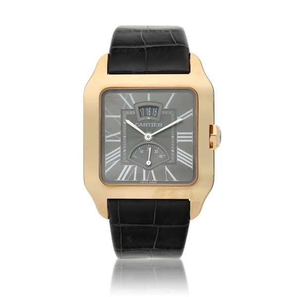 Cartier Reference 3596 Santos Dumont  A pink gold square shaped wristwatch with date and power reserve, Circa 2010
