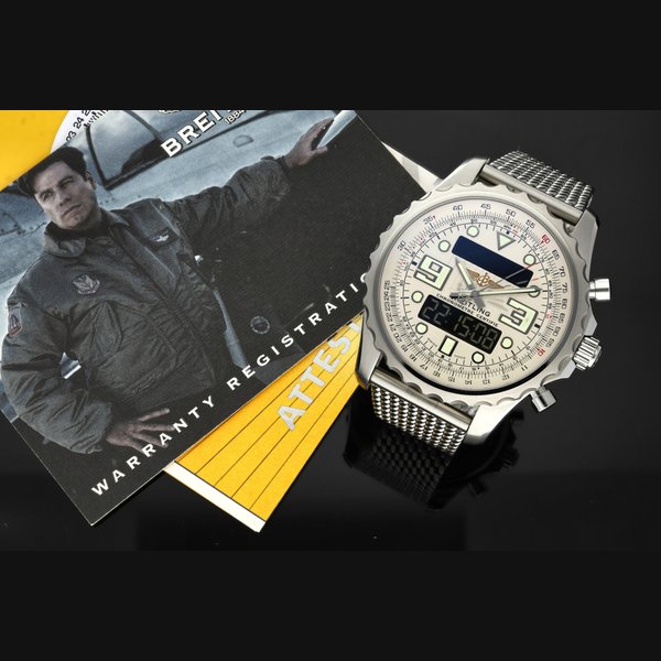 Breitling Reference A7836534/G705 Chronospace A stainless steel dual time split seconds chronograph wristwatch with perpetual calendar, alarm, countdown timer and bracelet, Circa 2010
