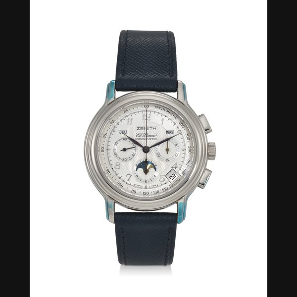 ZENITH, REF. 39.0240.410/01, CHRONOMASTER T EL PRIMERO, A FINE PLATINUM TRIPLE CALENDAR CHRONOGRAPH WRISTWATCH WITH MOON PHASES