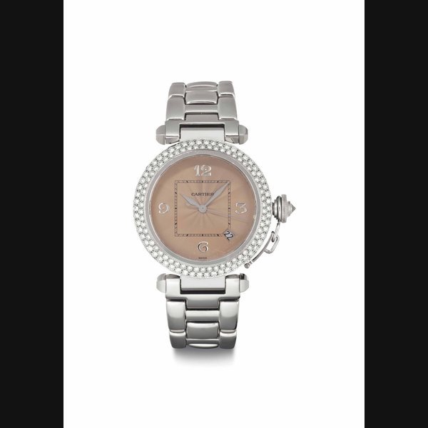 Cartier Cartier. An 18k White Gold and Diamond-Set Wristwatch With Date and Bracelet SIGNED CARTIER, PASHA, REF. 2402, CASE NO. MG285044, CIRCA 1999