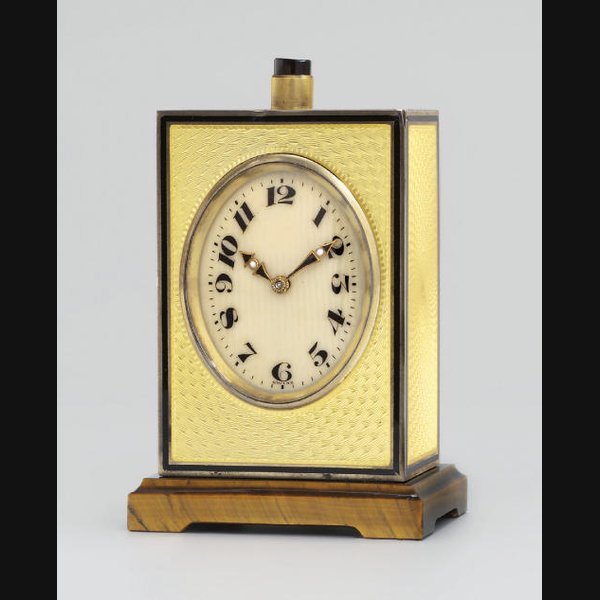 A Swiss Silver-Gilt A Swiss silver-gilt, enamel and agate minute repeating eight day travel timepiece MATHEY-TISSOT, NO.12581/7372. CIRCA 1920