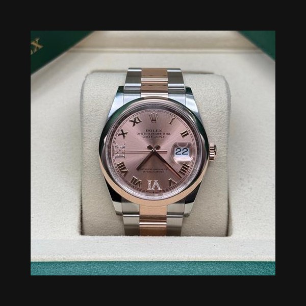 Rolex Rolex Datejust36 NEW 2025 Pink Roman Diamond 6 9 Dial Two Tone Rose Gold Smooth Oyster Bracelet