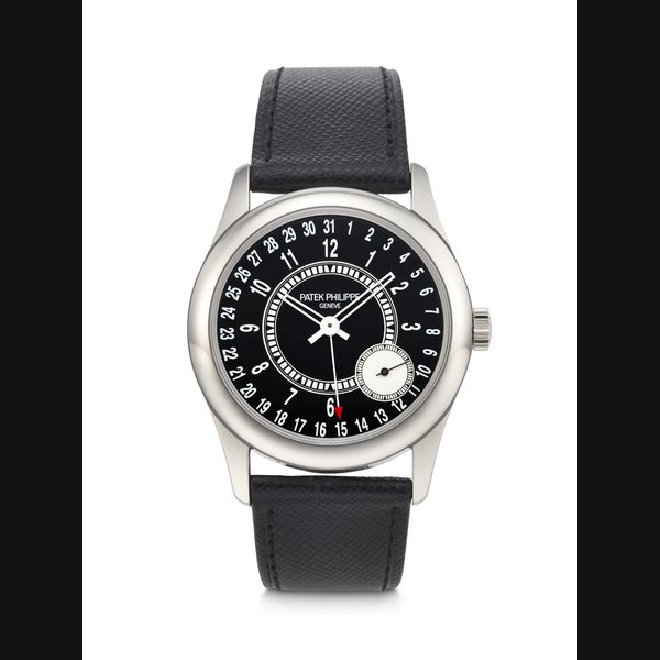 PATEK PHILIPPE. AN ATTRACTIVE AND UNUSUAL 18K WHITE GOLD AUTOMATIC WRISTWATCH WITH DATE SIGNED PATEK PHILIPPE, CALATRAVA MODEL, REF. 6006G-001, MOVEMENT NO. 7'263'794, CASE NO. 6'327'983, CIRCA 2020