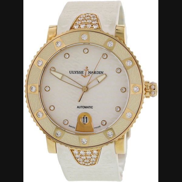 Ulysse Nardin Diver Marine 8106-101 18k Rose Gold Ladies Watch Original Papers