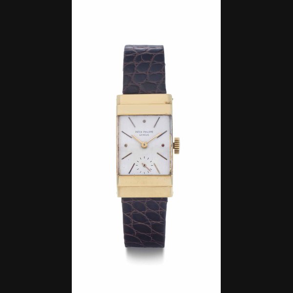 Patek Philippe. An 18k Gold Rectangular Wristwatch SIGNED PATEK PHILIPPE, GENEVE, REF. 1450, MOVEMENT NO. 974'961, CASE NO. 673'380, MANUFACTURED IN 1952