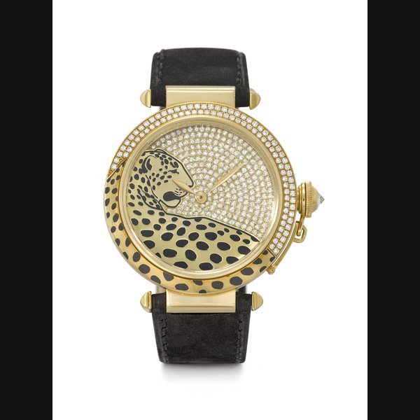 Cartier CARTIER. AN ATTRACTIVE 18K GOLD AND DIAMOND-SET AUTOMATIC WRISTWATCH PASHA DE CARTIER MODEL, REF. 2832J, NO. 2, CIRCA 2007