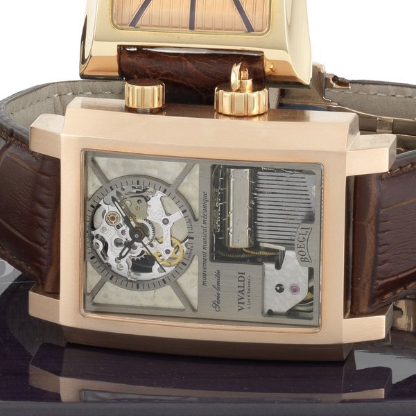 Boegli. A rose gold plated manual wind musical wristwatch Grand Festival Vivaldi Four Seasons, Ref:7000380, Sold 5th July 2011 · 7000380