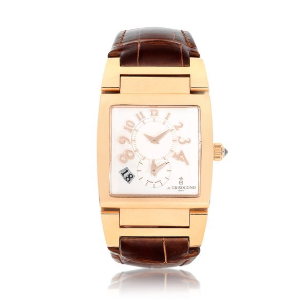 de Grisogono Instrumento Uno | A pink gold dual time zone wristwatch with date, Circa 2015 | Instrumento Uno | 粉紅金兩地時間腕錶，備日期顯示，約2015年製