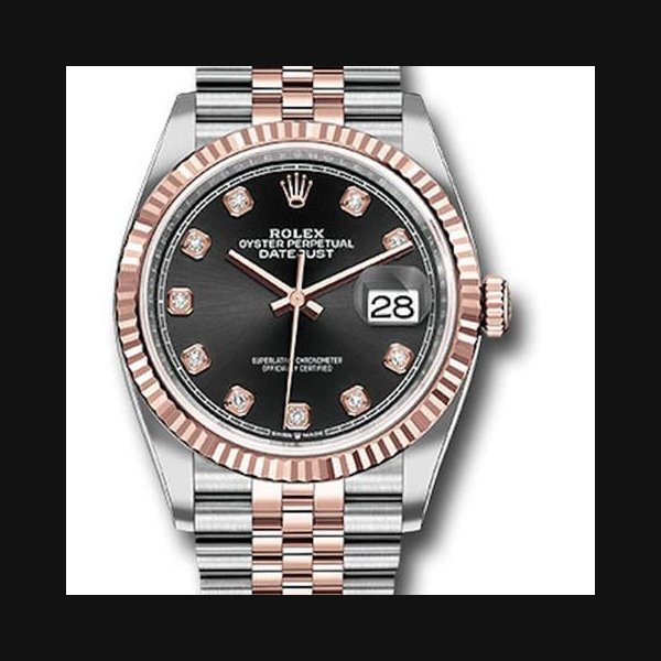 Rolex Datejust36 Everose Gold Fluted Bezel Black Diamond Dial Jubilee (126231)
