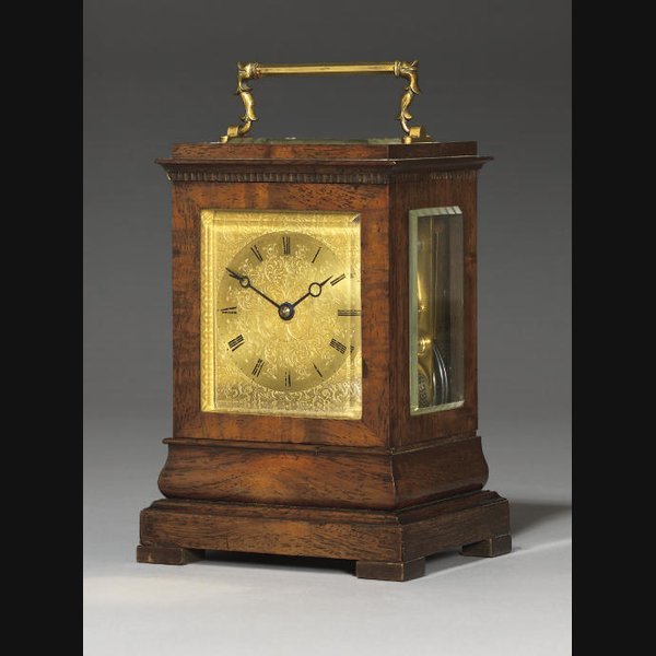  A William IV rosewood and gilt-brass mounted quarter-striking eight day five glass travel clock CHARLES VINER, LONDON. CIRCA 1835