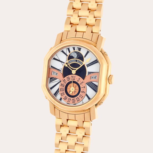 Daniel Roth Reference 118.X.40 | A pink gold perpetual calendar wristwatch with moon phases, leap year indication and bracelet | Circa 2000 · 118.X.40