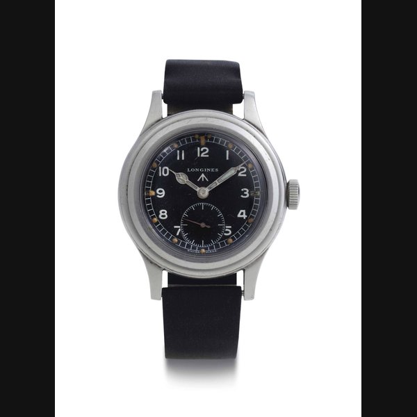 Longines. A Stainless Steel Military Wristwatch SIGNED LONGINES, MOVEMENT NO. 6'948'112, CASE NOS. F5238, 23'088 AND 1514, CIRCA 1945