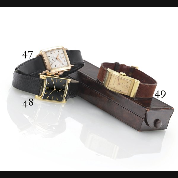 ROLEX. A RARE 18K PINK GOLD SQUARE AUTOMATIC WRISTWATCH SIGNED ROLEX, PERPETUAL, SUPER PRECISION, MOVEMENT NO. A78921, REF. 4643, CIRCA 1948