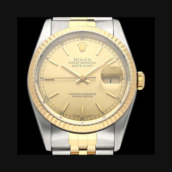 Rolex Rolex Datejust16233 / Gold Dial / BOX & PAPERS / Serviced / Gold Steel / Jubilee / 36mm / 1990