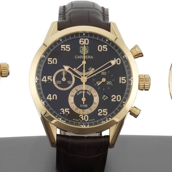 TAG Heuer TAG Heuer. A Limited Edition 18K rose gold automatic calendar chronograph wristwatch Carrera Calibre 360, Ref:CV5041, No.93/500, Case & Movement No.1644107, Sold 16th November 2007