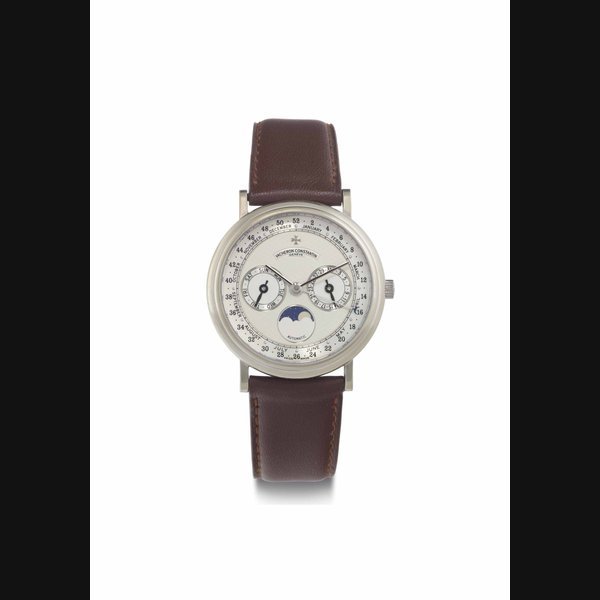 Vacheron Constantin Vacheron Constantin. A Fine 18k White Gold Triple Calendar Wristwatch with Moon Phases and Week Indicator SIGNED VACHERON CONSTANTIN, GENÈVE, REF. 47052, MOVEMENT NO. 796'797, CASE NO. 659'872, MANUFACTURED IN 1995