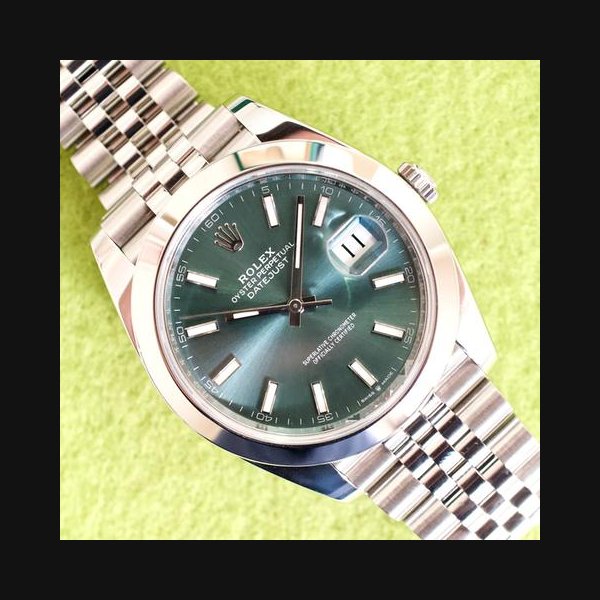 Rolex Datejust126300 41MM Automatic Mint Green Jubilee Factory Warranty Box Papers